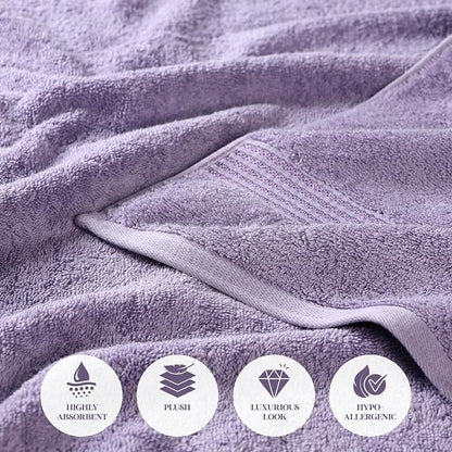 Superior Egyptian Cotton 9-Piece Towel Set, Assorted Towels for Home Bathroom, Guest Bath Decor Essentials, Includes 3 Bath, 3 Hand, 3 Face Towels/Washcloths, Quick Dry, Absorbent - Royal Purple