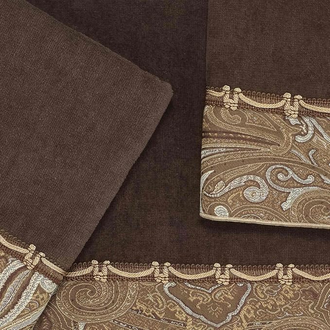 Avanti Linens - 3pc Towel Set, Soft & Absorbent Cotton Towels (Bradford Collection, Java)