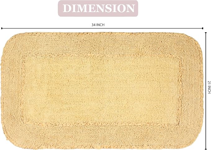 Home Weavers Radiant Collection 100% Cotton Bathroom Rugs Set, Washable Rug, Thick Extra Soft and Absorbent Bath Rug, Kitchen Mat, Bath Mat Set, Bath Floor Mat Non Slip, 21"x34" Rectangle, Yellow