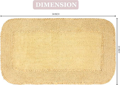 Home Weavers Radiant Collection 100% Cotton Bathroom Rugs Set, Washable Rug, Thick Extra Soft and Absorbent Bath Rug, Kitchen Mat, Bath Mat Set, Bath Floor Mat Non Slip, 21"x34" Rectangle, Yellow