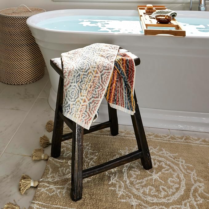 SKL Home Rhapsody Towel Set-4pc, Premium 100% Cotton, Spice | 2 Bath towels, 2 hand towels. 550 GSM weight. Spa-level quality. Soft & absorbent, reversible jacquard for 2-looks-in-1.