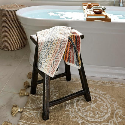 SKL Home Rhapsody Towel Set-4pc, Premium 100% Cotton, Spice | 2 Bath towels, 2 hand towels. 550 GSM weight. Spa-level quality. Soft & absorbent, reversible jacquard for 2-looks-in-1.