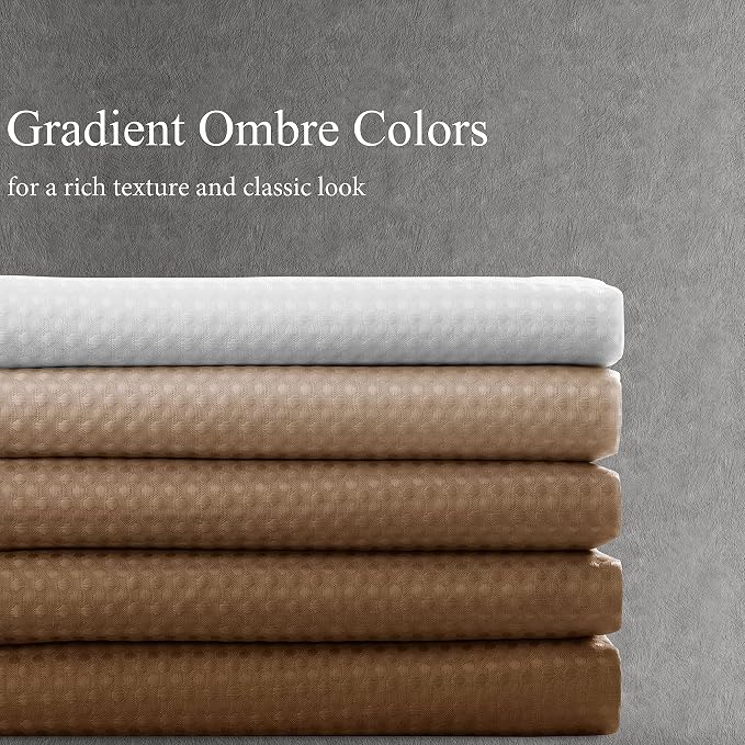 Shower Curtain 72 inches Long 6FT for Bathroom 1 Panel Brown | Ombre Waffle, Shower Curtains with Hook, Water Repellent, Boho Farmhouse, Simple Modern Bath Decor, 72x72
