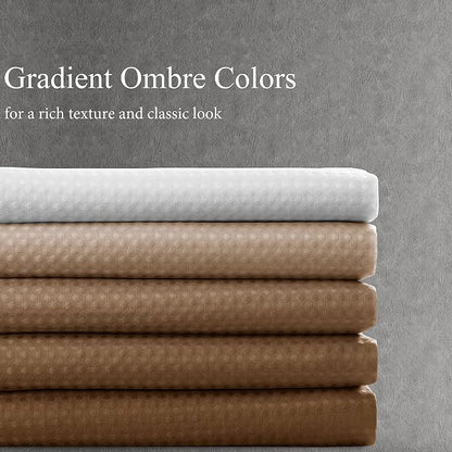 Shower Curtain 72 inches Long 6FT for Bathroom 1 Panel Brown | Ombre Waffle, Shower Curtains with Hook, Water Repellent, Boho Farmhouse, Simple Modern Bath Decor, 72x72
