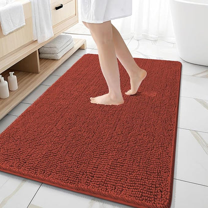 OLANLY Large Bathroom Rugs 59x35, Extra Soft Absorbent Chenille Bath Rugs | Rustic Terracotta, Quick-Drying Rubber Backing, Washable Bath Mat for Bathroom Floor, Tub and Shower, Home Decor Accessories