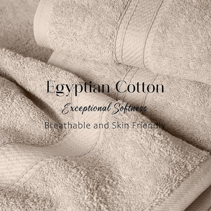 SUPERIOR Egyptian Cotton Ultra Plush & Absorbent, 3 Piece Set, Stone | Quick Dry, Soft Luxury Towel Set, Bath Essentials, Guest Bath, Spa, 1 Bath, 1 Hand, 1 Face Towels, Madeline Towels