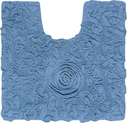 Home Weavers Bell Flower Collection 100% Cotton Tufted Bath Rugs, Extra Soft and Absorbent Bath Rugs, Non-Slip Bath Mats, Machine Washable, Bath Mats for Bathroom Floor, 20"x20" Contour, Sky Blue
