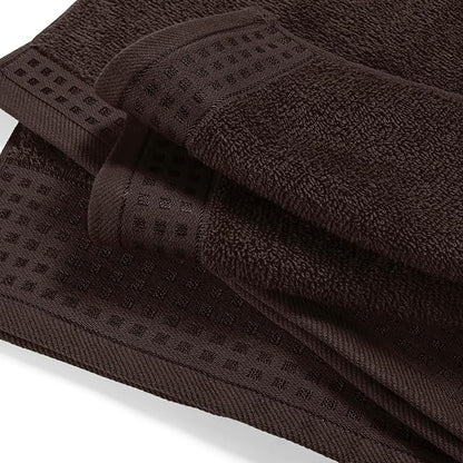 GLAMBURG Ultra Soft 4 Pack Oversized Bath Towel Set 27x54 inches, 100% Cotton Bath Towels, Highly Absorbant Compact Quickdry & Lightweight Towel, Ideal for Gym Travel Camp Pool - Chocolate Brown