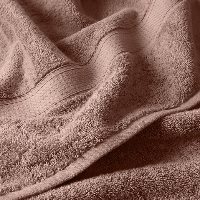 Superior Egyptian Cotton Plush Absorbent, Bath Towel Set of 4, Muted Mauve | Quick Dry, Soft Luxury Towel Set, Bath Essentials for Bathroom, Guest Bath, Spa, 4 Piece Bath, Madeline Towels