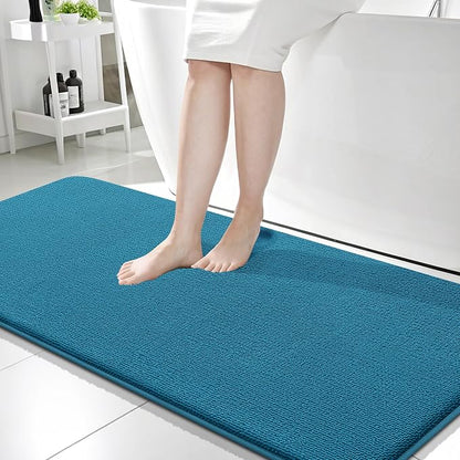 OLANLY Memory Foam Bathroom Runner Rugs 59x24, Long Bath Mats, Peacock Blue | Soft Quick Dry Bath Rugs, Non-Slip, Absorbent Machine Washable Mat for Bathroom Floor, Tub and Shower, Home Decor Accessories