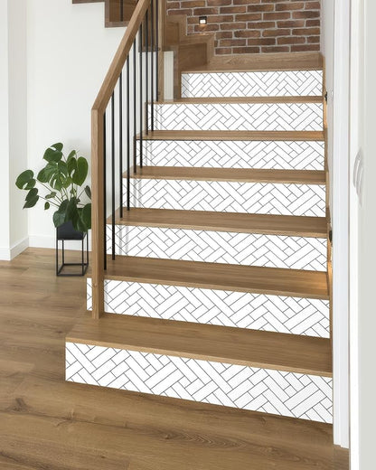FLFK Stair Riser Decals - Black Lines Stair Stickers Murals Peel and Stick Self-Adhesive for Home Decor, 39.3" W x 7.08" H x 13Pcs
