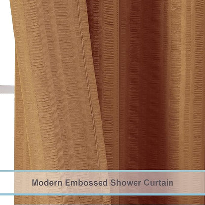 Aiyufeng Gold Shower Curtain for Bathroom, Embossed Textured Fabric Shower Curtain for Bathroom - Soft Cloth & Hotel Spa, Machine Washable, 72X84,Gold