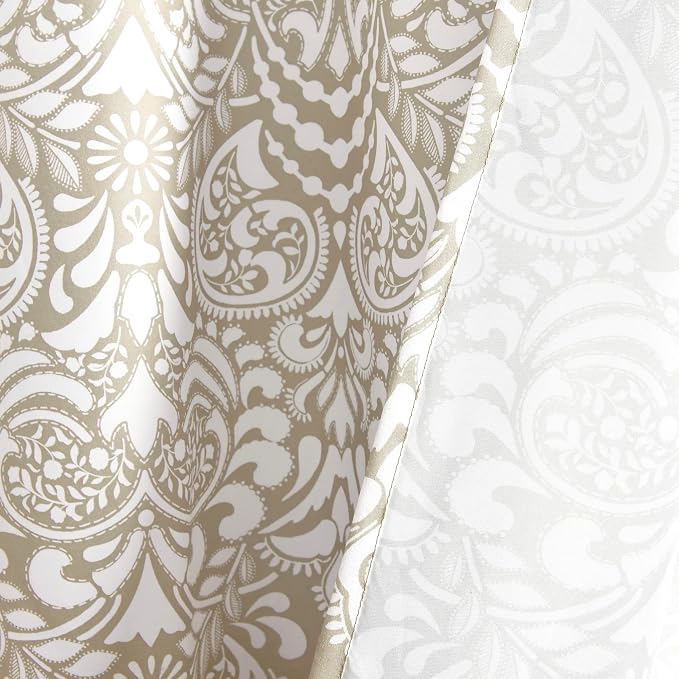 Lush Decor Boho Medallion Shower Curtain Single 72" W x 72" L Neutral - Boho Shower Curtains for Bathroom Decor - Beige Bathroom Curtain