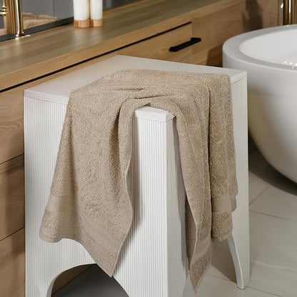 Large Bath Towels Set of 6 – 100% Cotton Terry – 24" x 50" – Quick Dry, Soft & Highly Absorbent – Beige Towels for Bathroom, Gym, Spa, Pool & Daily Use
