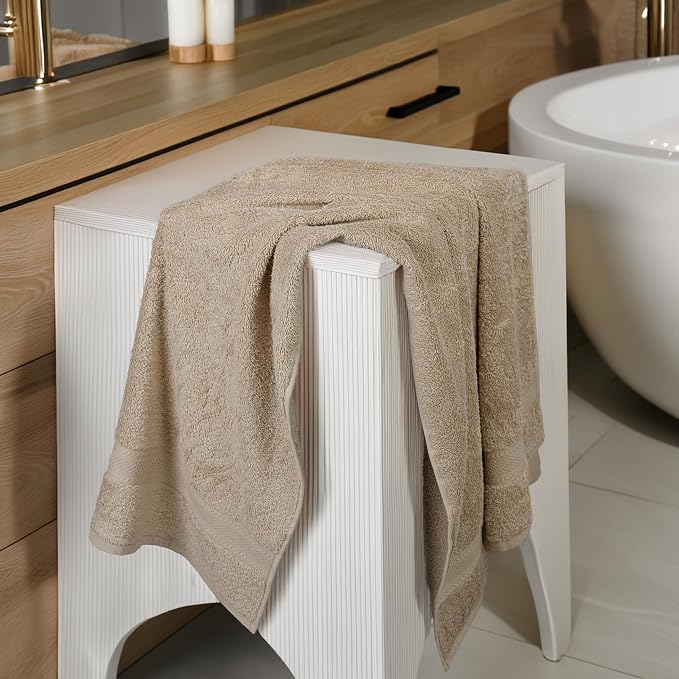 Commercial Bulk Pack of 12 Bath Towels – 100% Cotton Terry 24" x 48" – Ideal for Hotels, Salons, Gyms, Spas & Institutional Use – Beige