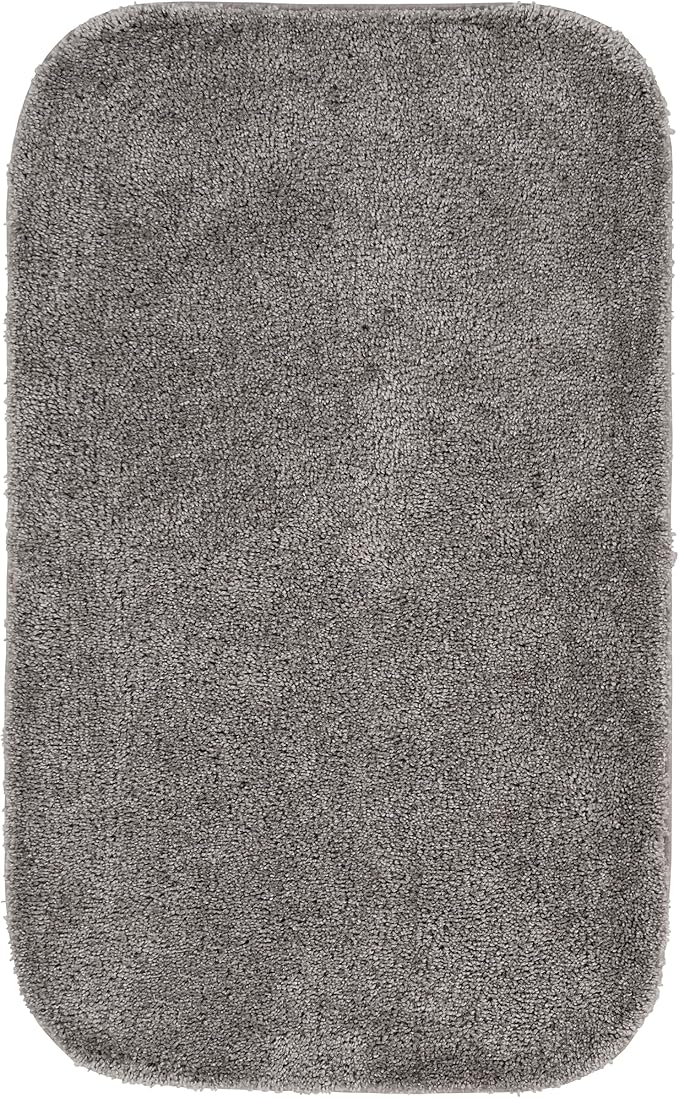 Garland Rug Traditional Nylon Washable Medium Gray 24" X 40" Bath Rug - Soft, Absorbent, and Stylish for Your Bathroom