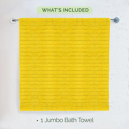 Elegant Comfort 100% Turkish Cotton Corduroy Ribbed Luxury Jumbo Bath Towel Ultra Soft - 35 x 70 Inch - Luxury Spa Premium Hotel Quality Highly Absorbent and Quick Dry Large Bath Towel, Yellow