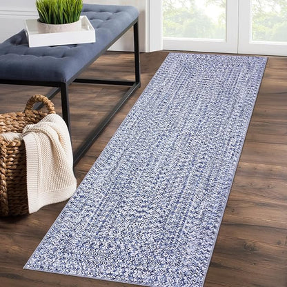 Printed Washable Runner Rug 2x10 Non Slip Bathroom Rugs Modern Soft Bedroom Rug Farmhouse Kitchen Runner Stain Resistant Carpet for Hallway Entryway Rugs 2'x10' Light Blue