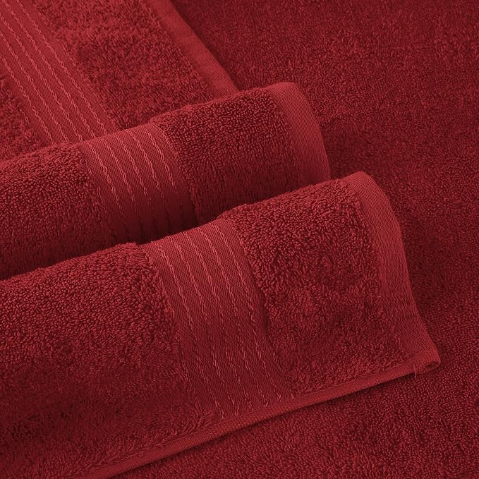 Elegant Comfort Premium Turkish Cotton 2 Pack Bath Towel Set - 27 x 54 inch, Luxurious Hotel Spa Quality 100% Turkish Cotton 2PC Bath Towel Set - Highly Absorbent - Soft Bathroom Towels, Burgundy
