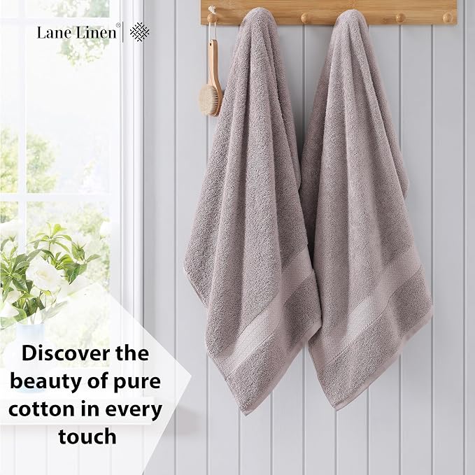 LANE LINEN Bath Sheets Quick Dry 100% Cotton 2 Pack Oversized - Platinum | Hotel Bath Sheets - Oversized & Roomy, Lightweight & Breathable, Fade-Resistant Color, Classic Terry Weave, Densely Woven
