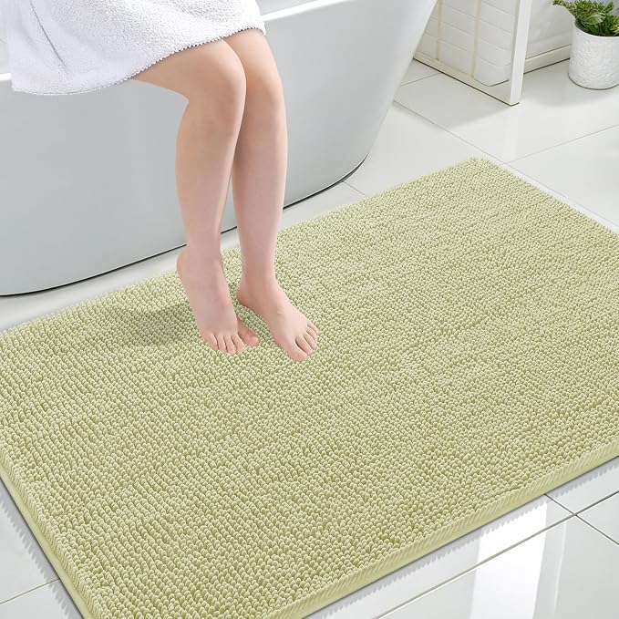 OLANLY Large Bathroom Rugs 47x32, Extra Soft Absorbent Chenille Bath Rugs | Vanilla, Quick-Drying Rubber Backing, Machine Washable Bath Mat for Bathroom Floor, Tub and Shower, Home Decor Accessories