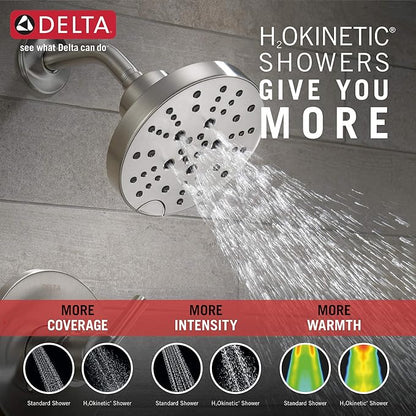 Delta Nicoli 14 Series H2Okinetic Bathtub and Shower Faucet Set, Brushed Nickel Shower Head and Handle Set, Valve Trim Kit, Stainless 144749-SS (Valve Included)