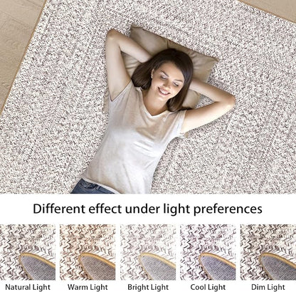 Printed Washable Area Rugs 10x13 Living Room Rug Modern Braided Print Bedroom Rug Farmhouse Soft Large Area Rug Non Slip Throw Rugs Stain Resistant Carpet for Nursery Dining Room 10'x13'