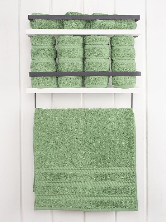 American Soft Linen Luxury Hand Towels for Bathroom, 600 GSM Heawy Weight 16x28 Size 100% Cotton Turkish 4 Piece Hand Face Towel Set, Sage Green Hand Towels