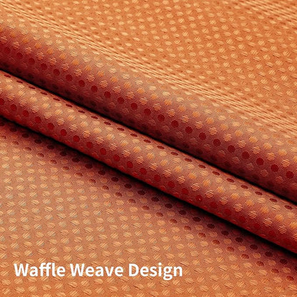 No Hook Shower Curtain with Snap in Fabric Liner, Waffle Weave Heavy Duty Thick Shower Curtains with Mesh Top Window, Hotel Style Waterproof Bathroom Curtain Set, 72 x 75 Inch, Burnt Orange