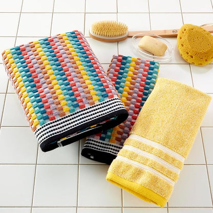 SKL Home Mid-Century Bath Towel, Premium 100% Cotton, Multi | Soft & absorbent, textured jacquard. Spa-level quality. 450 GSM weight.