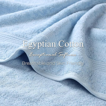 Superior Egyptian Cotton 12-Piece Towel Set, Assorted Towels for Home Bathroom, Guest Bath Decor Essentials, Includes 4 Bath, 4 Hand, 4 Face Towels/Washcloths, Quick Dry, Absorbent - Light Blue