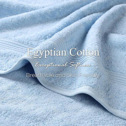 Superior Egyptian Cotton 9-Piece Towel Set, Assorted Towels for Home Bathroom, Guest Bath Decor Essentials, Includes 3 Bath, 3 Hand, 3 Face Towels/Washcloths, Quick Dry, Absorbent - Light Blue