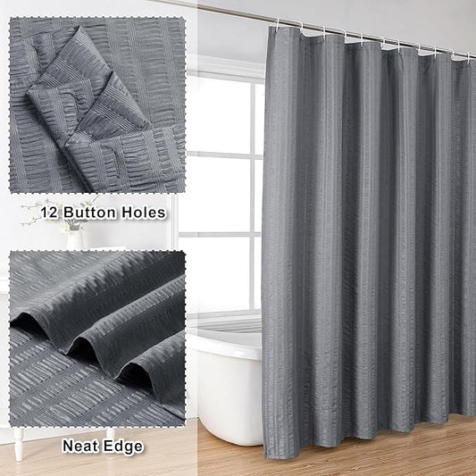 Aiyufeng Moga Grey Shower Curtain Hotel Luxury Quality, Fabric Shower Curtains for Bathroom, Water Repellent and Machine Washable, Standard Size, 72" Wx 72" L