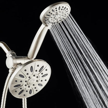 AquaDance 6" Premium High Pressure 3-way Rain & Handheld Shower Head Combo | Enjoy Luxury 6-inch Showerhead & 6-mode Hand Shower Separately or Together! Premium Stainless Steel Hose - Nickel
