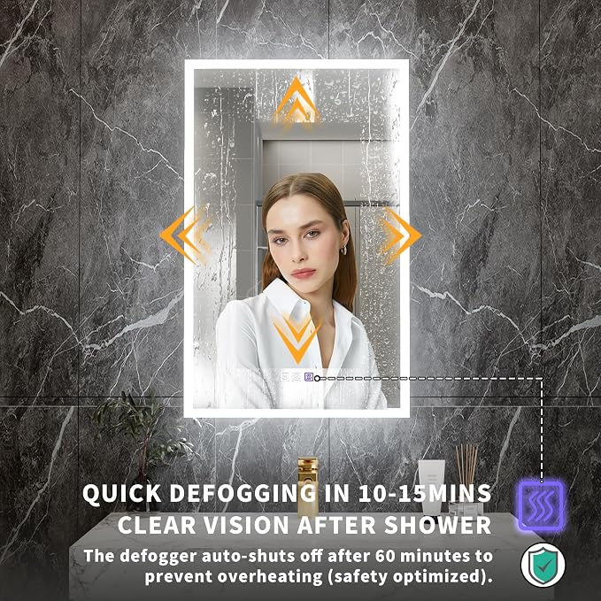 32x20 Lighted Medicine Cabinet with Mirror & Magnifier,LED Medicine Cabinet Mirror for Bathroom, Color Temp, Defogger, Front&Backlit, Built-in Outlets, Dimmable, Soft Close DTC Hinges, Right Opening