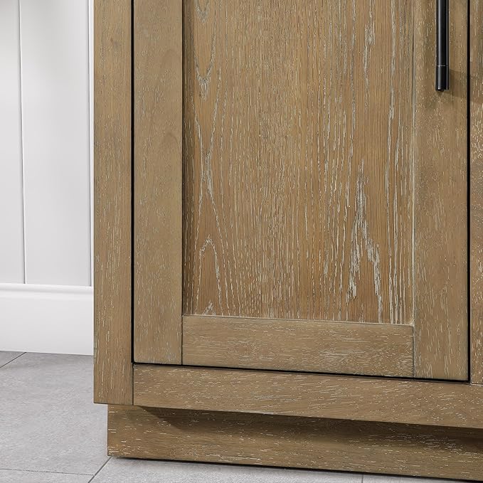 OVE Decors Bailey 48 in. Single Sink Freestanding Driftwood Oak Bathroom Vanity with White Quartz Top, Matching Backsplash and Power Bar