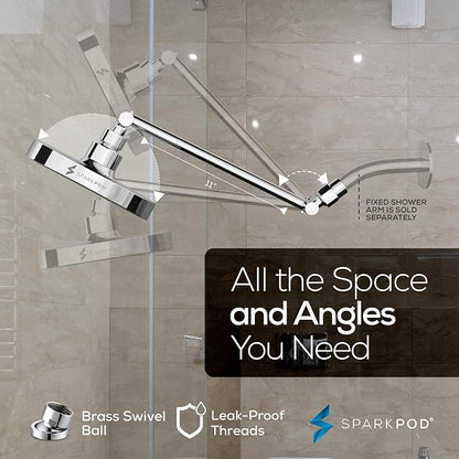 SparkPod 6" Round Rain Shower Head with 11" Shower Arm | Shower Head & Extension Arm Combo, Height Adjustable, High Pressure Performance, Easy 1-Minute Installation, Polished Chrome