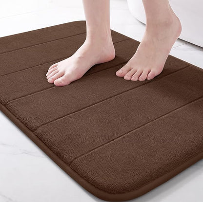 Yimobra Brown Bath Mat, Super Soft Absorbent Memory Foam Bathroom Rug Non Slip, Quick Dry, Machine Washable Floor Carpet for Tub Shower, Home Decor Accessories, 24x17