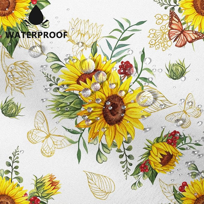 AWERT Vibrant Sunflower Shower Curtain for Bathroom,Waterproof Fabric Plants Shower Curtain with Hooks 60x72 inch