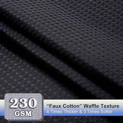 OVZME Stall Fabric Shower Curtain Set - 36x72, Waffle Weave 230GSM Heavy Duty Small Stall Shower Curtains for Narrow Stall Size, Machine Washable Bath Curtain with 12 Plastic Hooks, 36x72 Inch, Black
