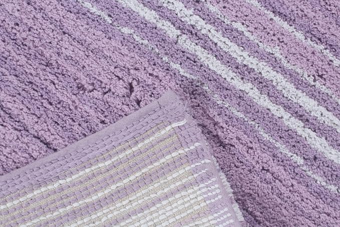 Home Weavers 100% Cotton Gradiation Collection Bathroom Décor | Washable Rug | Bathroom Mat | Kitchen Mat | Bathroom Rug Set | Bath Mat Set | Bath Floor Mat Non Slip, 3 Piece Set with Contour, Purple