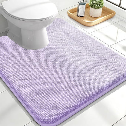 OLANLY Memory Foam Bathroom Toilet Rugs U-Shaped 24x20,Soft Mat, Lavender | Quick Dry Bath Rugs, Non-Slip, Machine Washable Absorbent Carpet for Bathroom Floor, Tub and Shower, Home Decor Accessories