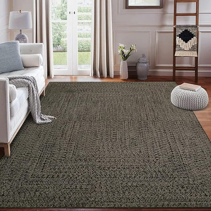 Modern Washable Rugs 8x10 Area Rug for Living Room Soft Bedroom Rug Print Braided Rug Farmhouse Large Area Rug Non Slip Throw Rugs Stain Resistant Carpet for Nursery Dining Room 8'x10'