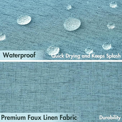 MIULEE 72"x84" Extra Long Scalloped Linen Shower Curtain Teal | Linen Textured, Waterproof, Washable, 12 Metal Hooks, Heavy Duty Cloth, Black Border, Shower Curtain for Bathroom Bathtub