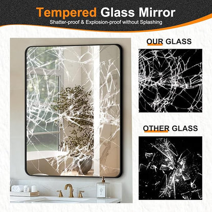 Bathroom Vanity Mirror, Black Framed Mirror for Over Sink, 30x40 | HD glass, distortion-free for makeup and grooming, Sturdy frame, all mounting hardware, hangs horizontal or vertical