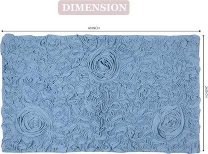 Home Weavers Bell Flower Collection 100% Cotton Tufted Bath Rugs, Extra Soft and Absorbent Bath Rugs, Non-Slip Bath Mats, Machine Washable, Bath Mats for Bathroom Floor, 24"x40" Rectangle, Sky Blue