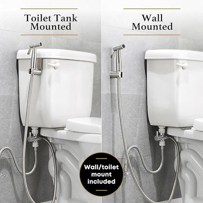 Purrfectzone 2 Pack Bidet Sprayer for Toilet, Handheld Bedet Shower Kit, Easy-to-Install Toilet Bidet Shattaf, Hand Held Stainless Steel Bedet with Adjustable Flow, handheld Cloth Diaper set