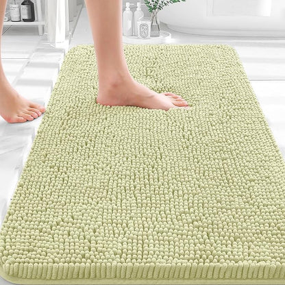 OLANLY Bathroom Rugs 35x24, Extra Soft Absorbent Chenille Bath Rugs | Vanilla, Quick-Drying Rubber Backing, Machine Washable Bath Mat for Bathroom Floor, Tub and Shower, Home Decor Accessories