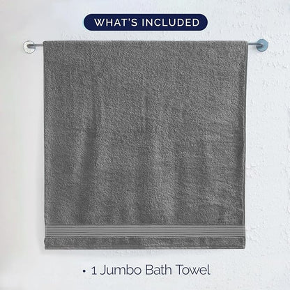 Elegant Comfort Premium Turkish Cotton 1 Piece Jumbo Bath Towel - 35 x 70 inch, Luxurious Hotel Spa Quality 100% Turkish Cotton Large Bath Towel - Highly Absorbent - Soft Bathroom Towel, Gray