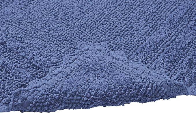 Better Trends Lilly Crochet Collection 100% Cotton 2 Piece Set (17" x 24" | 24" x 40") Bath Rug Set in Blue